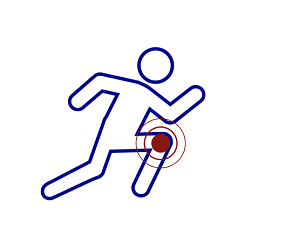Symbol of a runner with knee pain